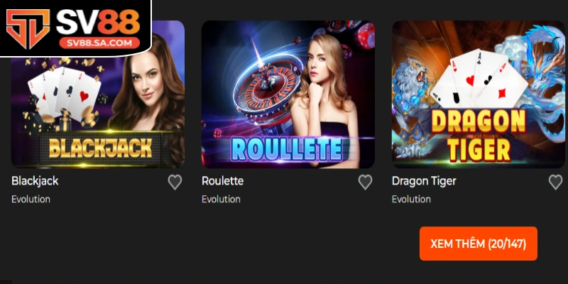 Casino SV88 sở hữu kho game đồ sộ, hơn 50 lựa chọn
