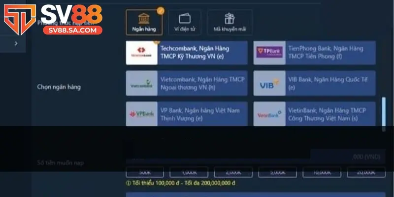 Lưu ý quan trọng khi nạp tiền SV88
